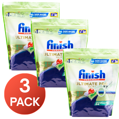 Finish Powerball Ultimate Pro All In 1 Dishwashing Tablets Free From Perfume 48 Pack (3 Pack, 144 Tablets)