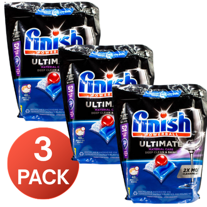 Finish Powerball Dishwasher Tablets All In 1 Ultimate 52 Pack (3 Pack, 156 Tablets)
