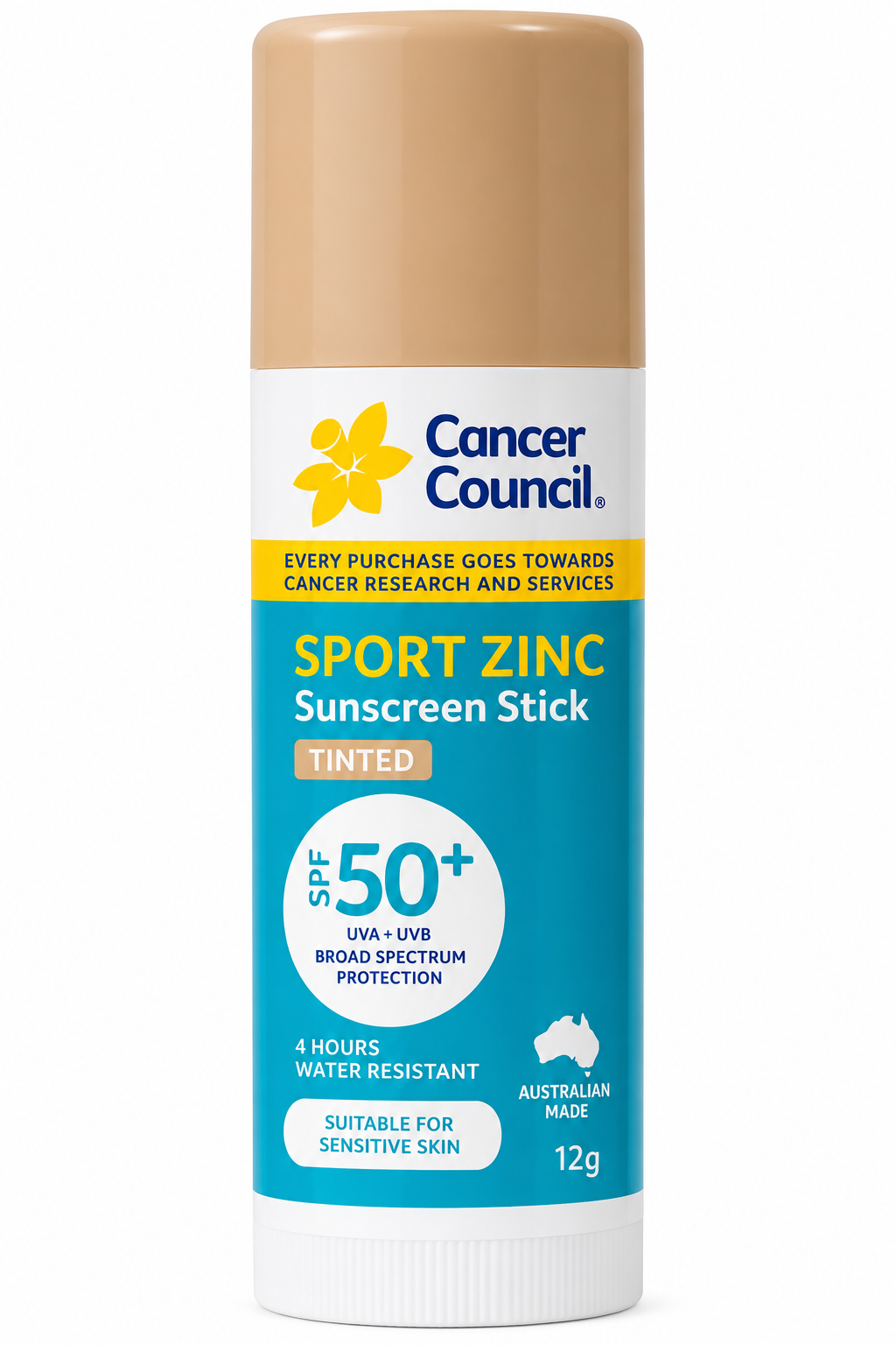 Cancer Council Sport Zinc SPF50+ Tinted Sunscreen Stick 12g x 6