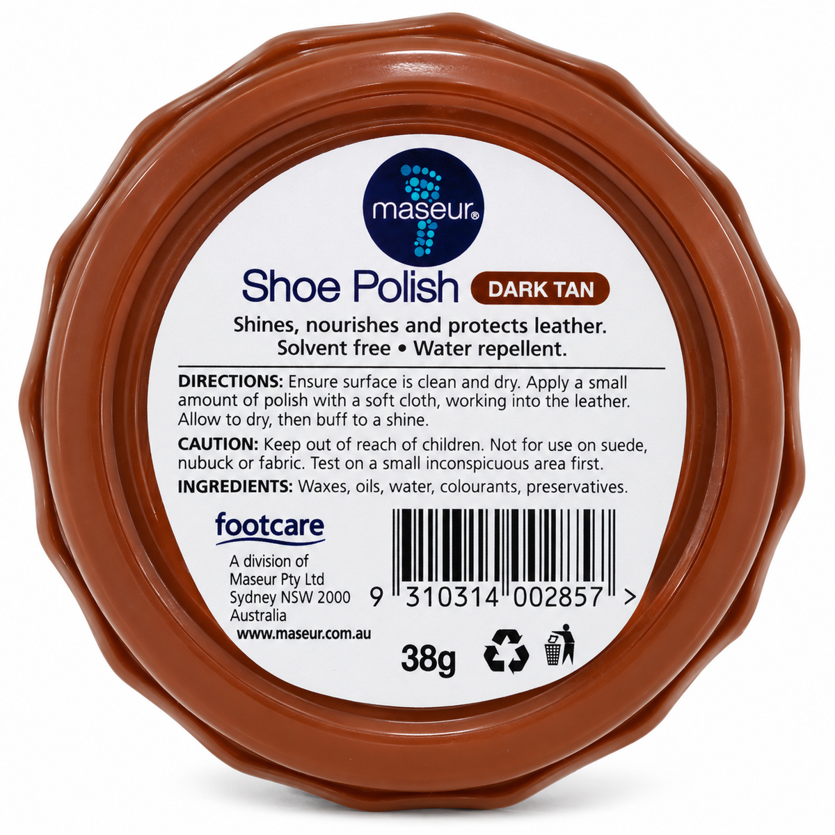 Maseur Shoe Polish Dark Tan 38g x 6