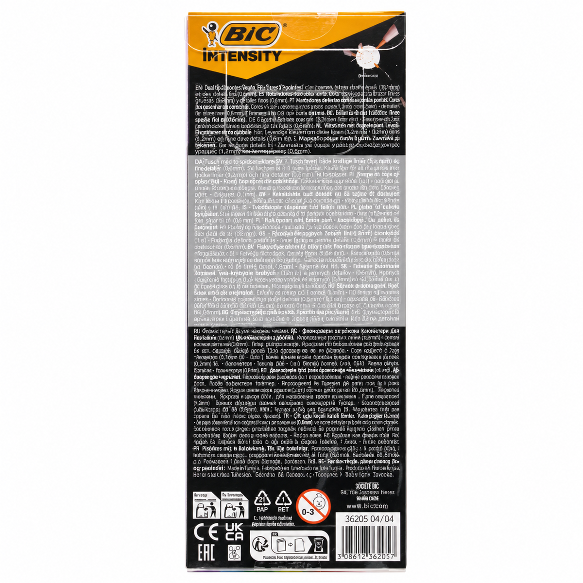 BIC Intensity Dual Tip Felt Pens Assorted Colours 6pk – 12 Pack (72 Pens)