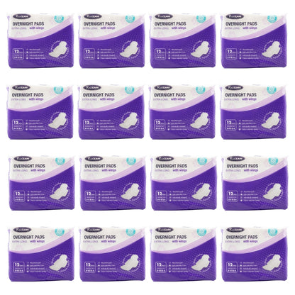 Real Care Overnight Pads Extra Long With Wings Absorbency Level 5 PK12 (16 Pack)