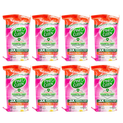 Pine O Cleen Disinfectant Wipes Tropical Blossom PK110 (8 Pack)