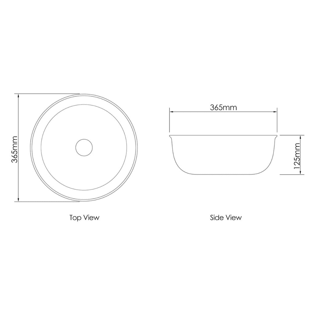 Bronte Round 360x360x130 Matte White Basin