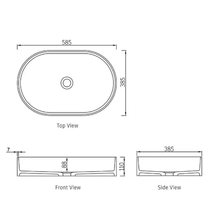 Noosa Solid Surface 585x385x110 Matte White Basin NF