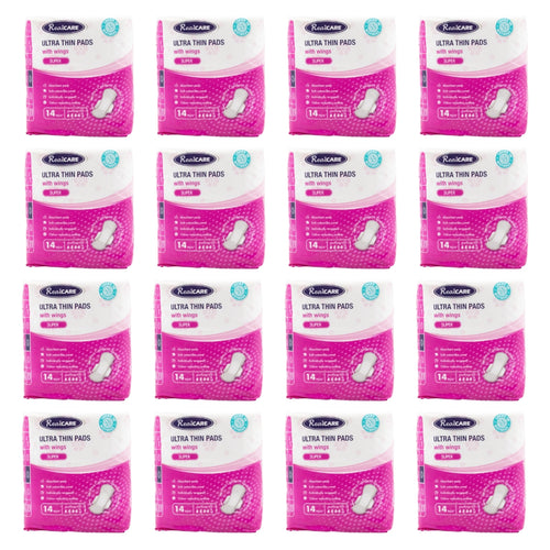 Real Care Ultra Thin Pads Super With Wings Absorbency Level 4 PK14 (16 Pack)