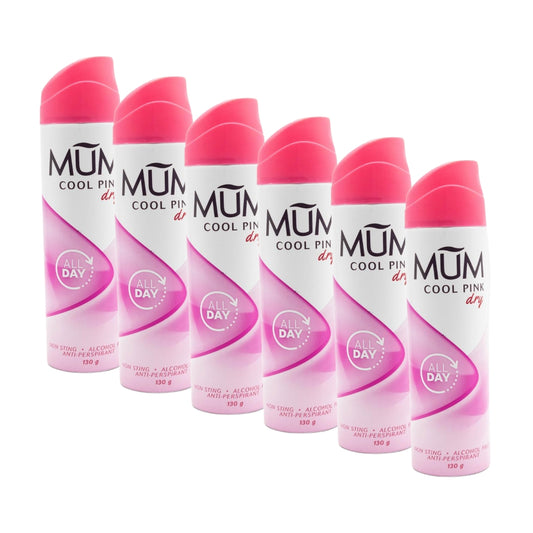 Mum Antiperspirant Spray Cool Pink Dry 130g (6 Pack)