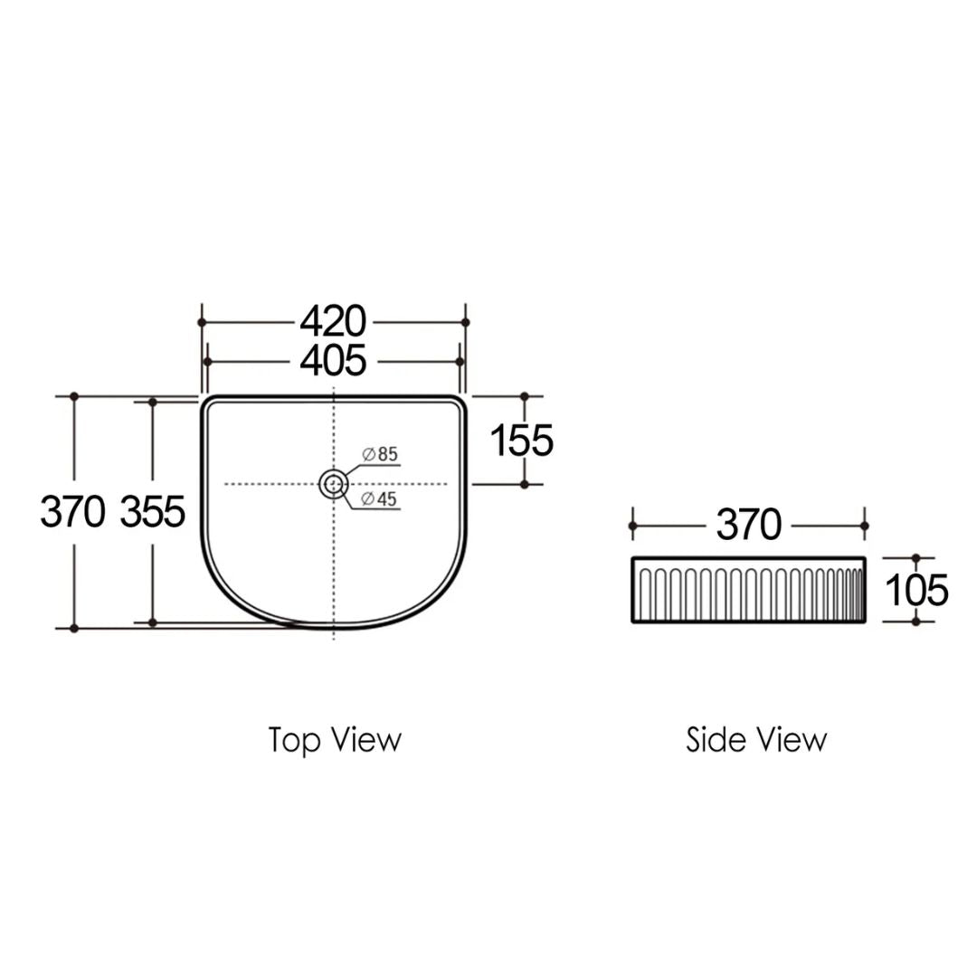 Archie 415x365x100 Matte White Fluted Basin