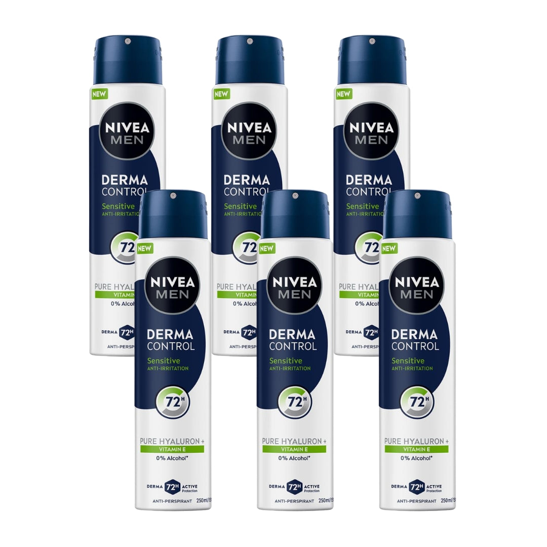 Nivea Men Derma Control Sensitive Antiperspirant 250mL (6 Pack)