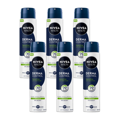 Nivea Men Derma Control Sensitive Antiperspirant 250mL (6 Pack)