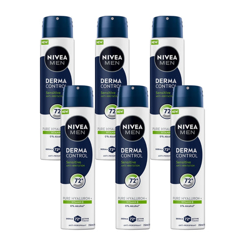 Nivea Men Derma Control Sensitive Antiperspirant 250mL (6 Pack)