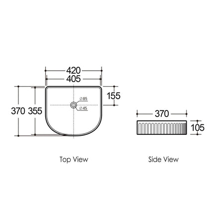 Archie 415x365x100 Gloss White Fluted Basin