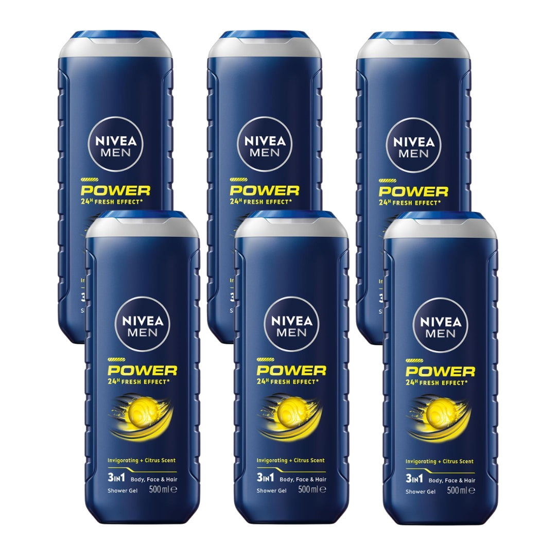 Nivea Men Shower Gel Power Citrus 500mL (6 Pack)