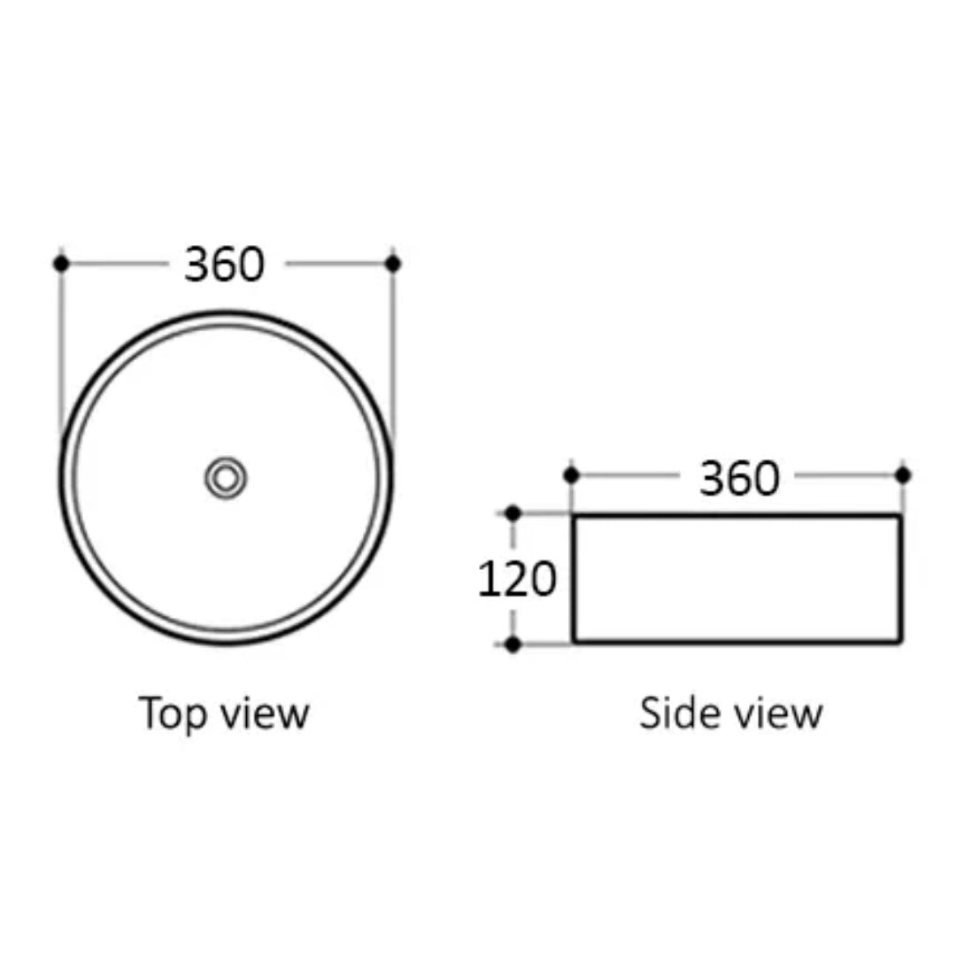 Artis 88 360x360x120 Matte White With Straight Edge Basin