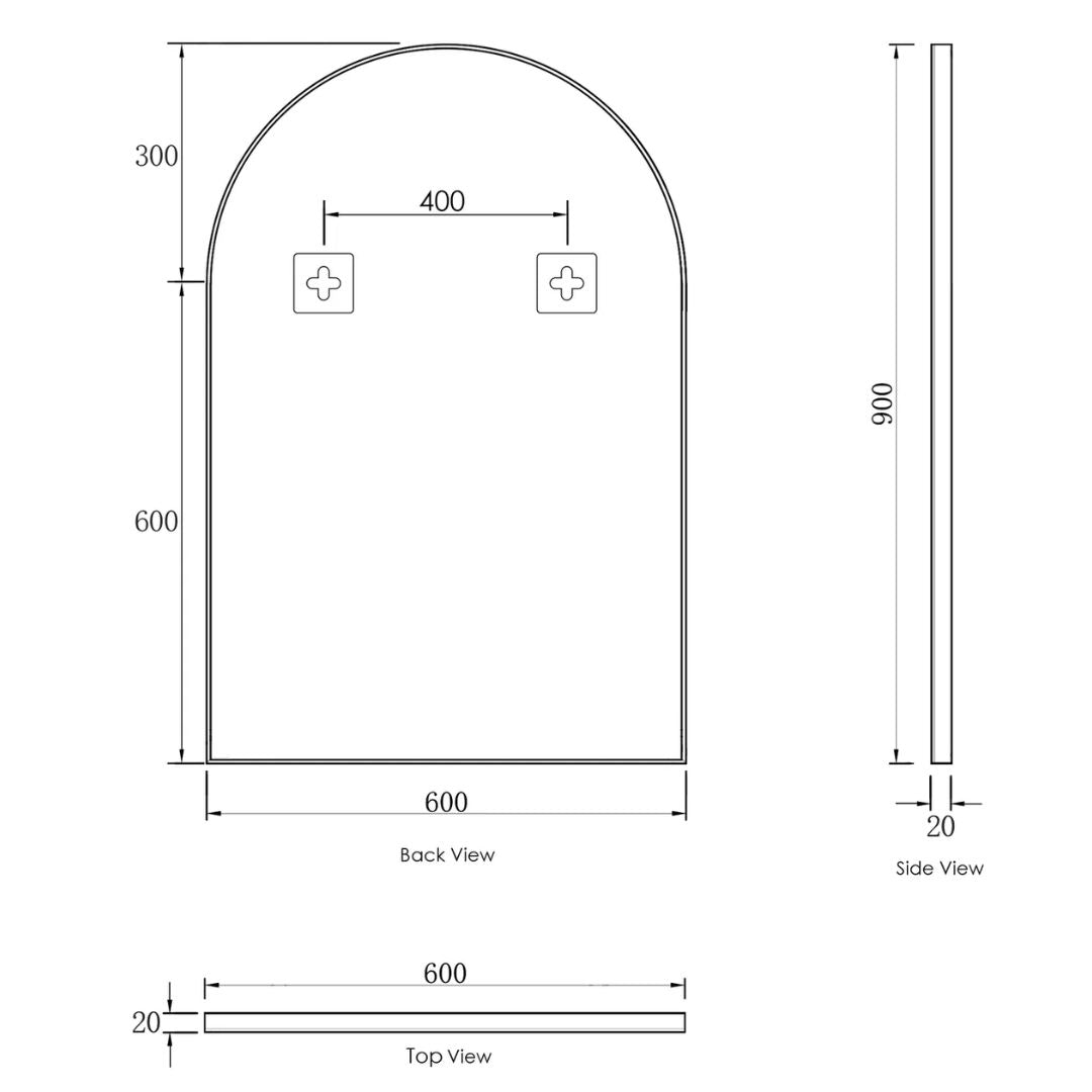 Archie 900(H)x600(W) Black Metal Framed Mirror
