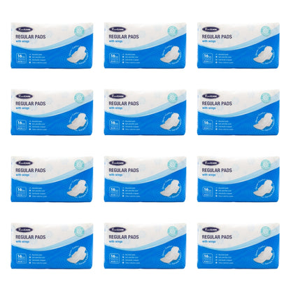 Real Care Regular Pads With Wings Absorbency Level 3 PK16 (12 Pack)