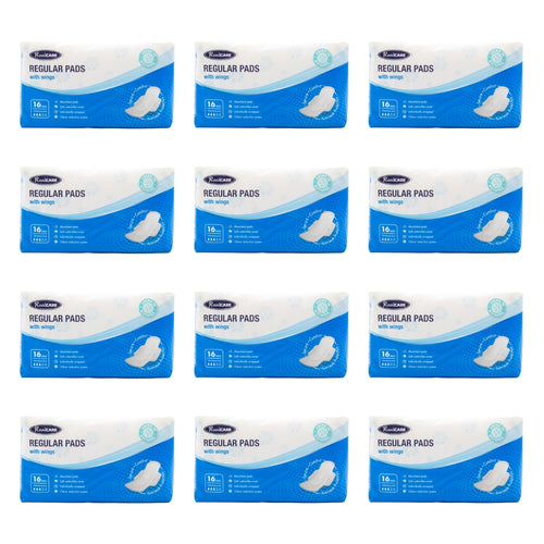 Real Care Regular Pads With Wings Absorbency Level 3 PK16 (12 Pack)