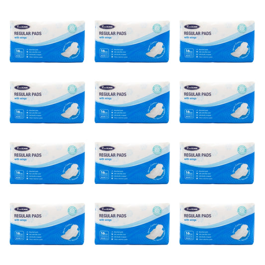 Real Care Regular Pads With Wings Absorbency Level 3 PK16 (12 Pack)