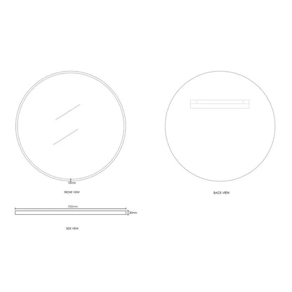 London 700mm Black Metal Frame Mirror