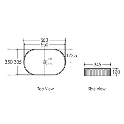 Kensington Oval 560x350x120 Gloss White Basin