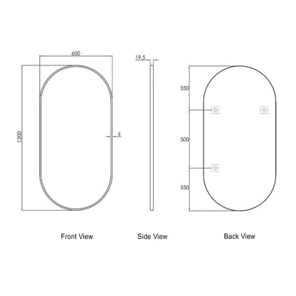 Noosa 1200(W)x600(H) White Metal Frame Mirror- Install Horizontal or Vertical