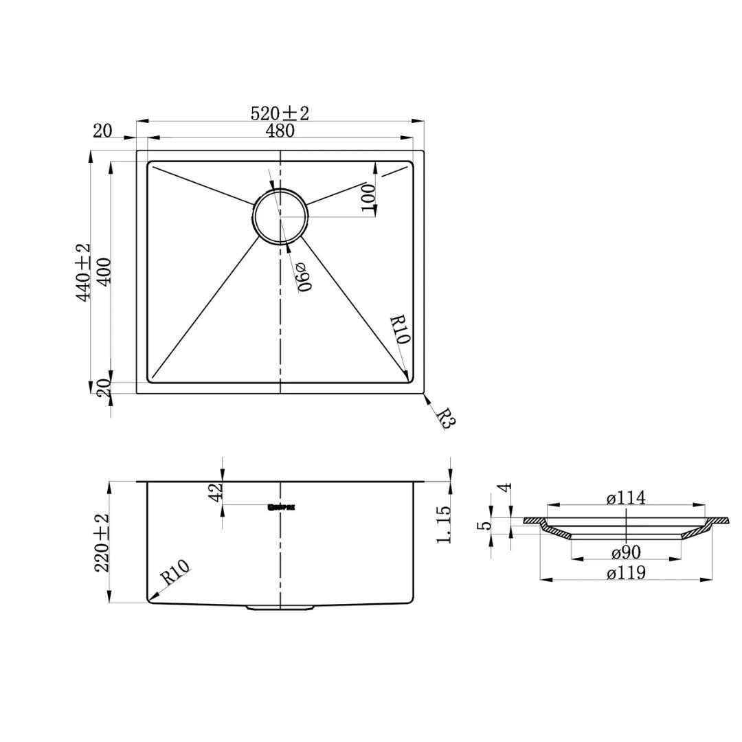 Axon Sink 52S 520x440x220