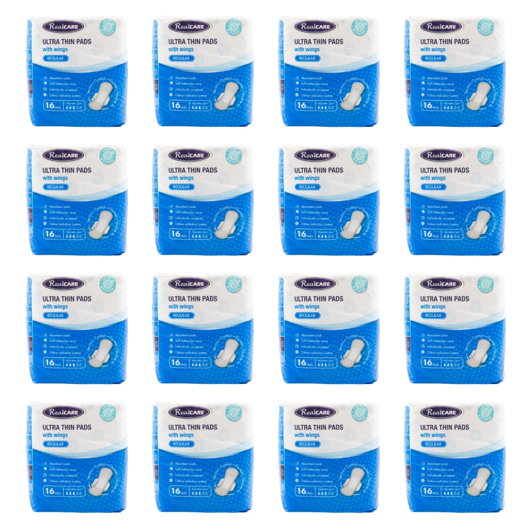 Real Care Ultra Thin Pads With Wings Regular Absorbency Level 3 PK16 (16 Pack)