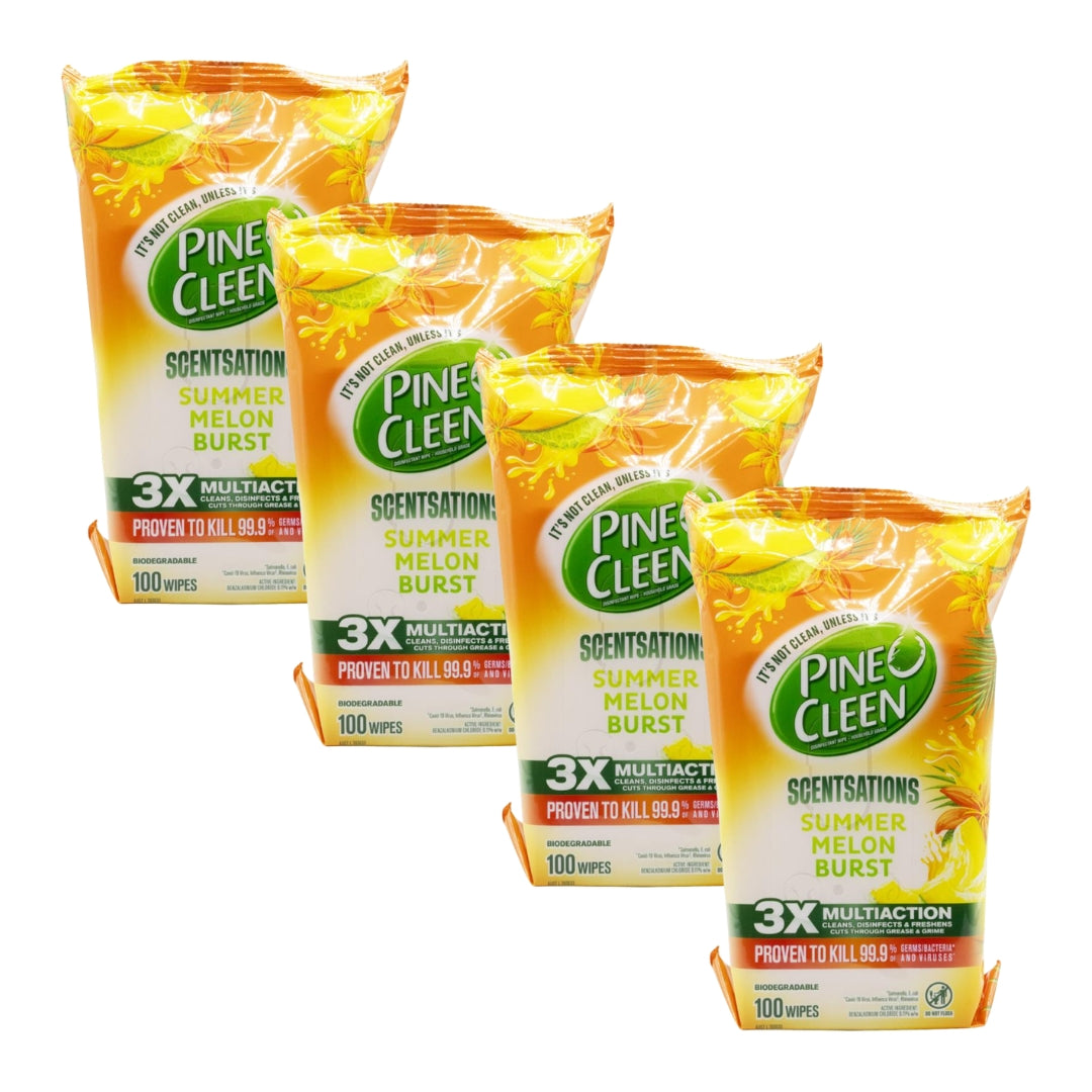 Pine O Cleen Disinfectant Wipes Summer Melon Burst PK100 (4 Pack)