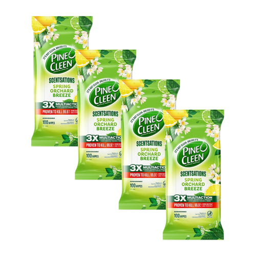 Pine O Cleen Disinfectant Wipes Spring Orchard Breeze PK100 (4 Pack)