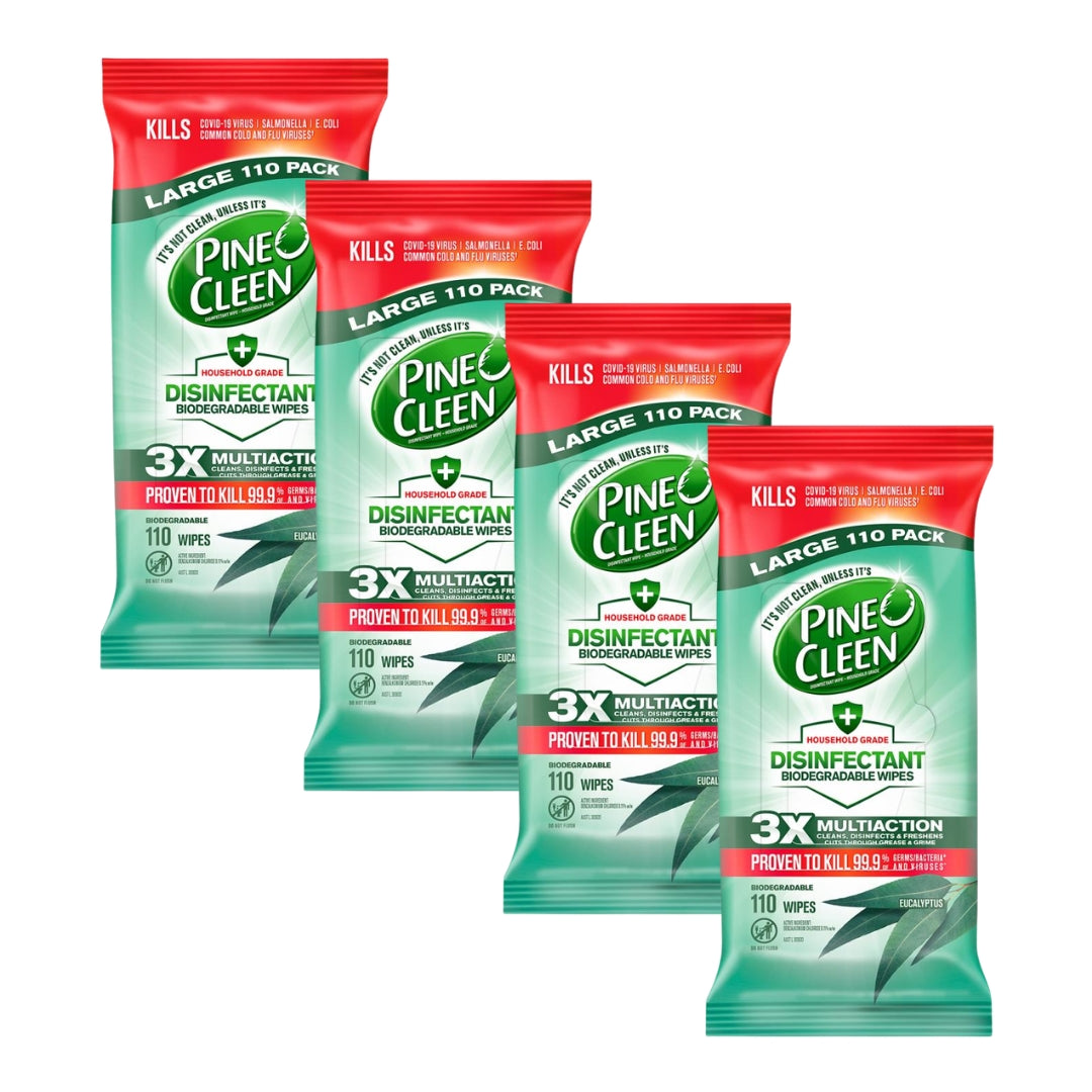 Pine O Cleen Disinfectant Wipes Eucalyptus PK110 (4 Pack)