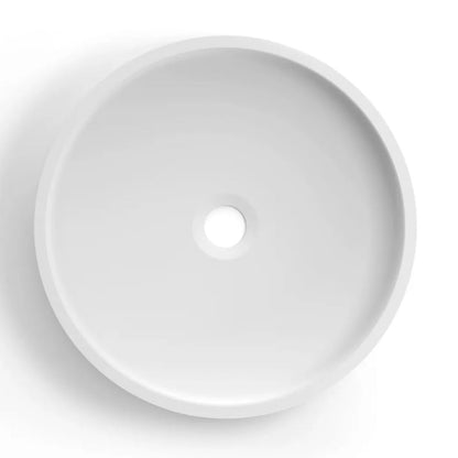 Hudson Round 400x400x120 Concrete Fluted White Basin