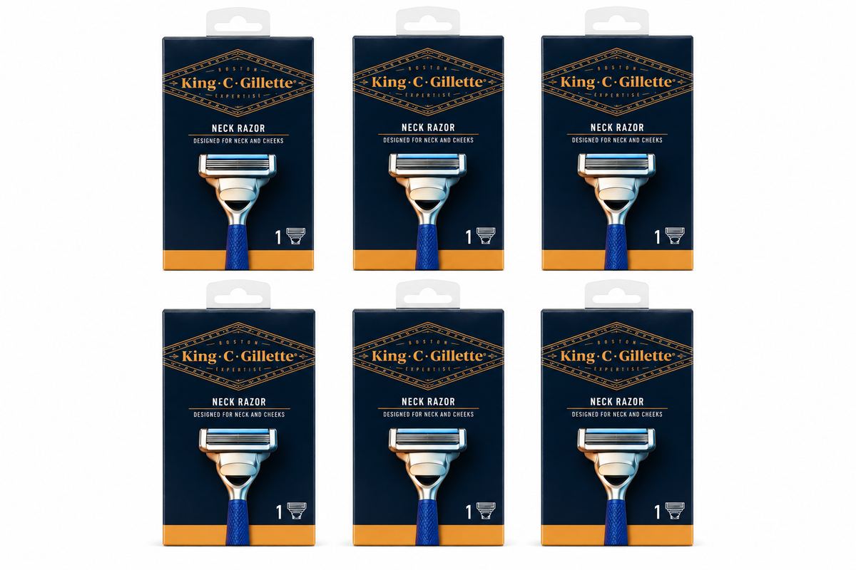 King C Gillette Neck Razor for Neck & Cheeks Men's Shaving Razor 6 Pack