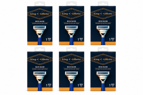 King C Gillette Neck Razor for Neck & Cheeks Men's Shaving Razor 6 Pack