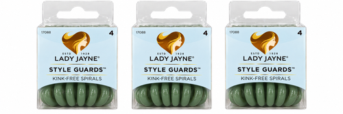Lady Jayne Style Guards Kink Free Spiral Hair Ties Green 3 Packs 12pcs