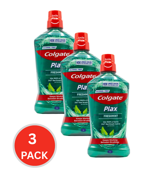 Colgate 1l Mouthwash Plax Freshmint Alcohol Free (3x Pack)