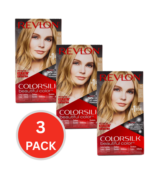 Revlon Colorsilk 3d Hair Color Permanent Keratin 73 Champagne Blonde (3x Pack)