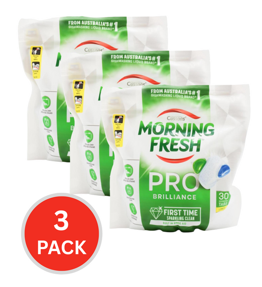 Morning Fresh Pro Brilliance Dishwasher Tablets Lemon 3x 30Pk (90 Tablets)