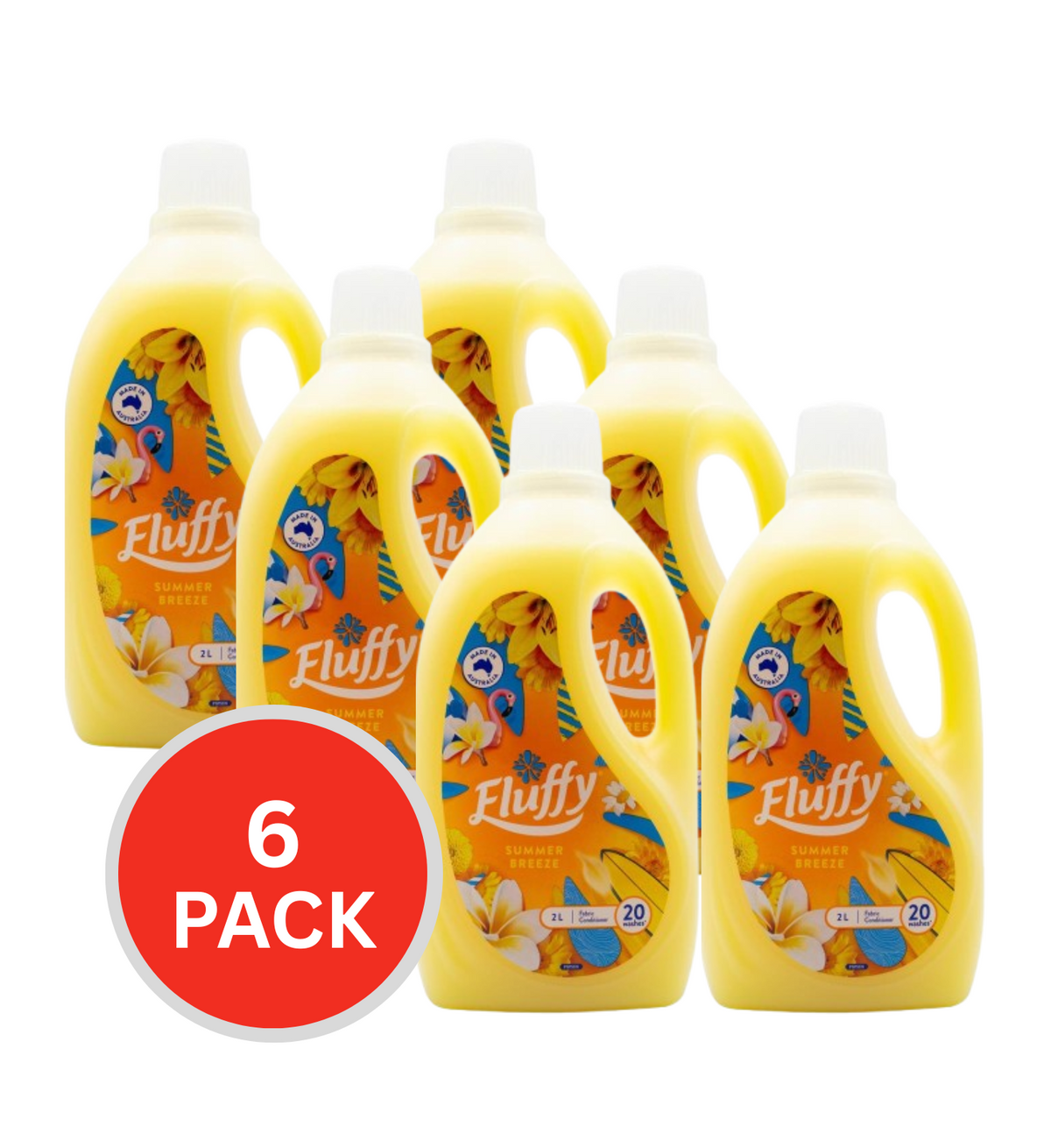 Fluffy Fabric Conditioner Summer Breeze Ready To Use 2L (6 Pack)