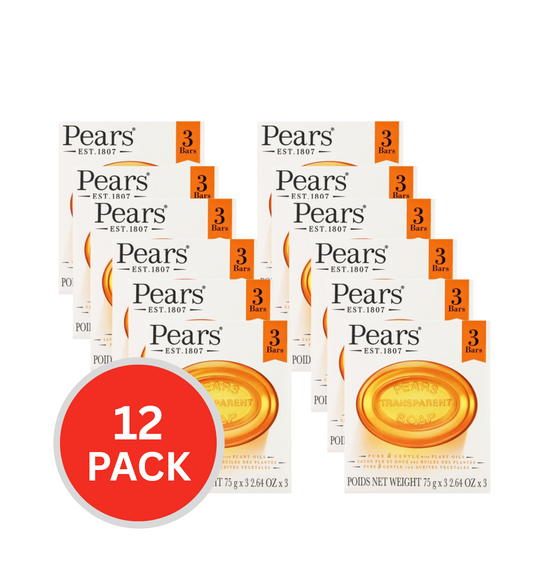 Pears 75g Soap Bar Amber 12 x 3Pk (Value Pack 36)