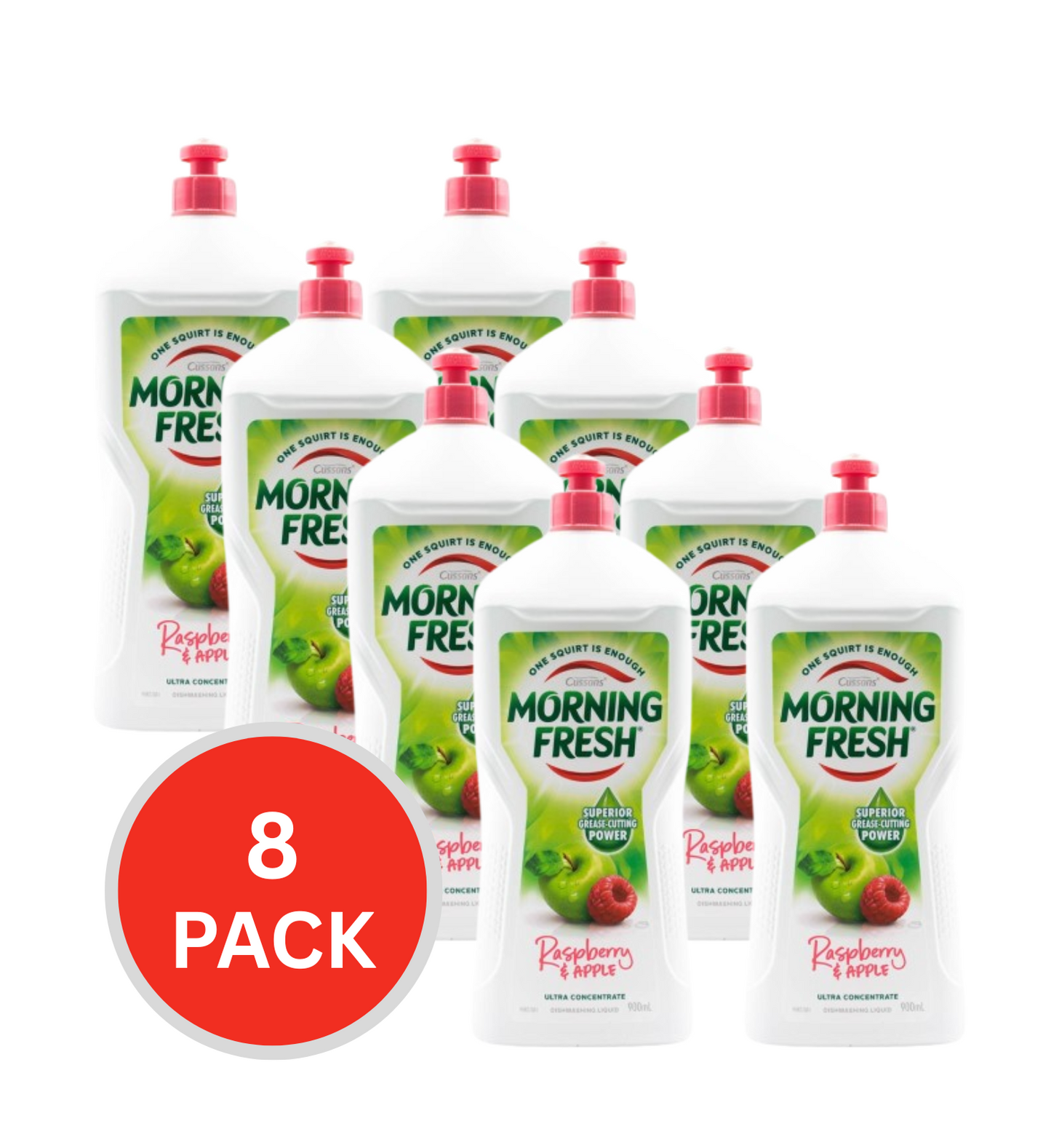 Morning Fresh 900ml Dishwashing Liquid Raspberry Crisp Apple (8x Pack)