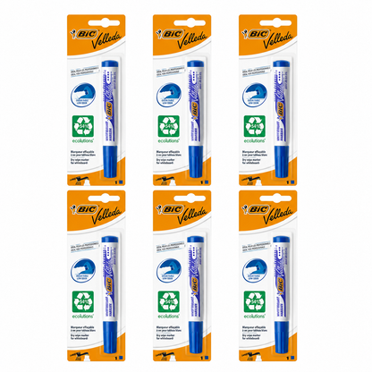 BIC Velleda Large Blue Whiteboard Marker Low Odour (6 Pack)