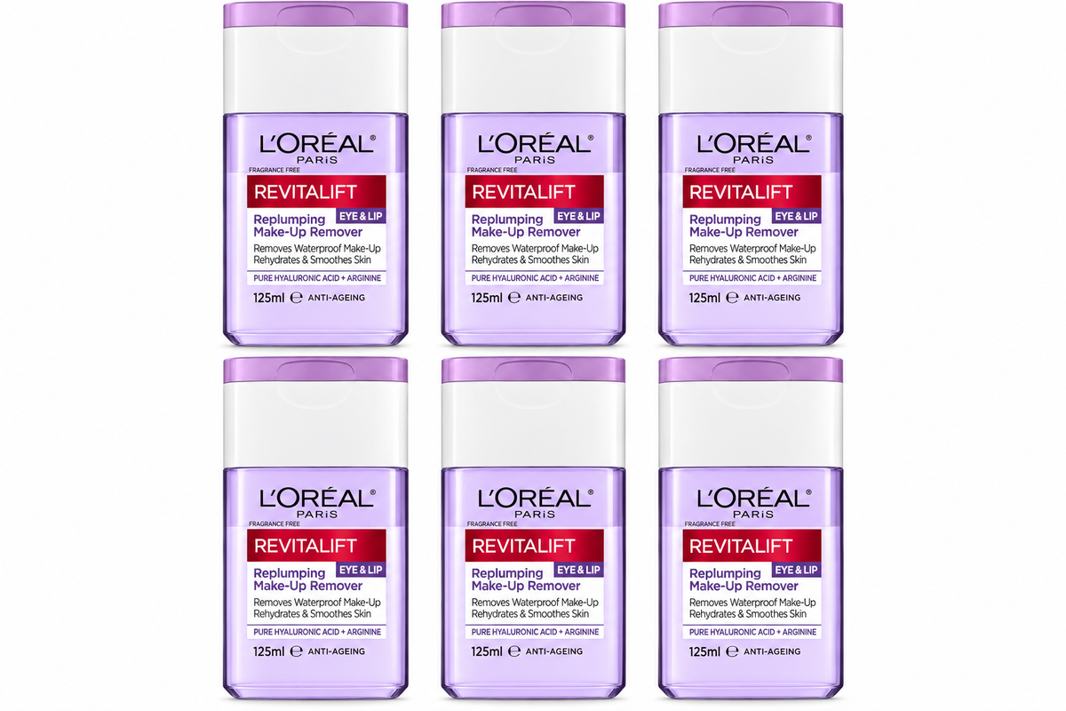 L'Oreal Revitalift Eye Lip Makeup Remover 125mL x 6