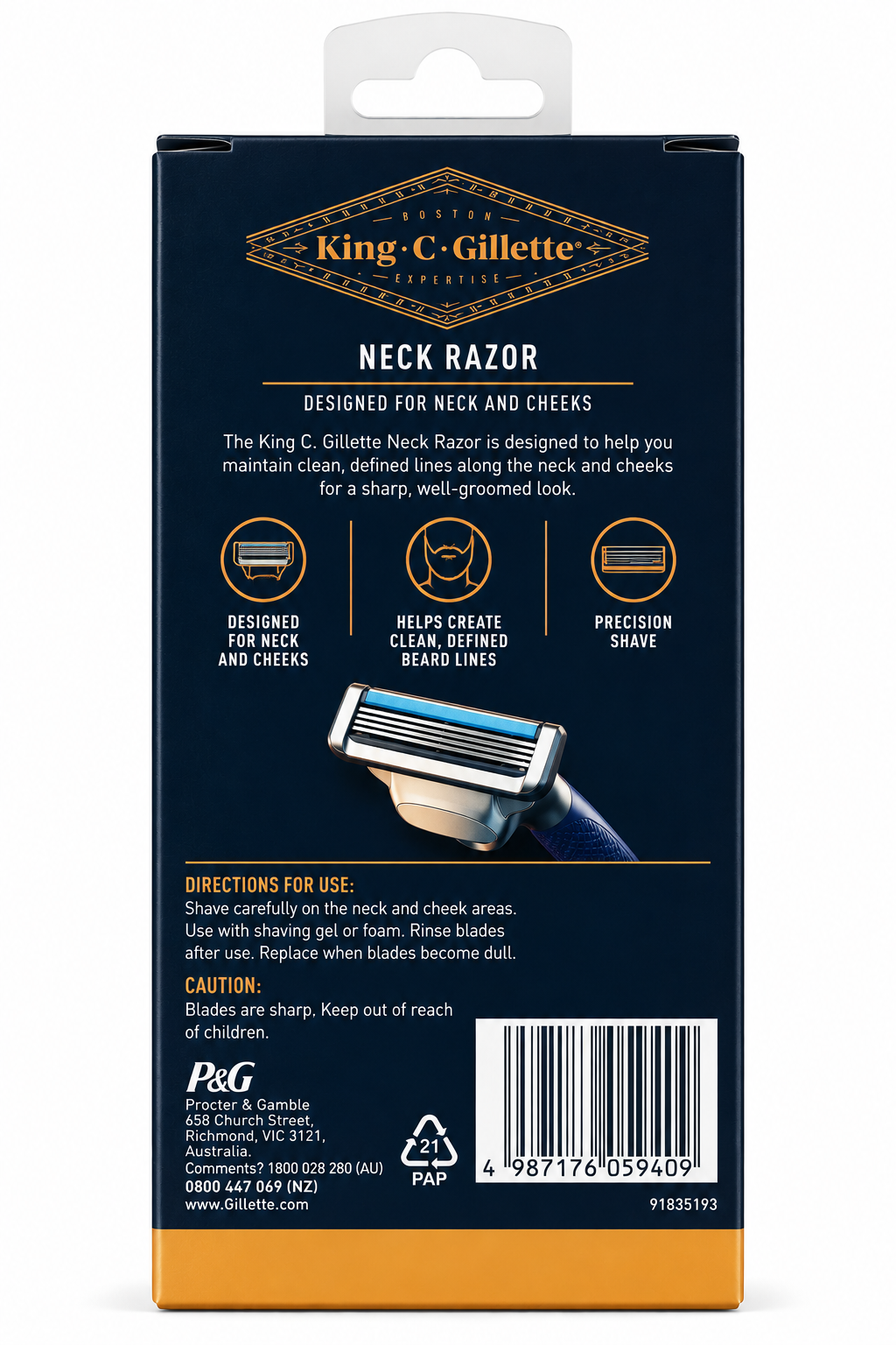 King C Gillette Neck Razor for Neck & Cheeks Men's Shaving Razor 6 Pack