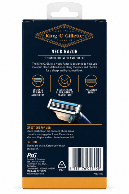 King C Gillette Neck Razor for Neck & Cheeks Men's Shaving Razor 6 Pack