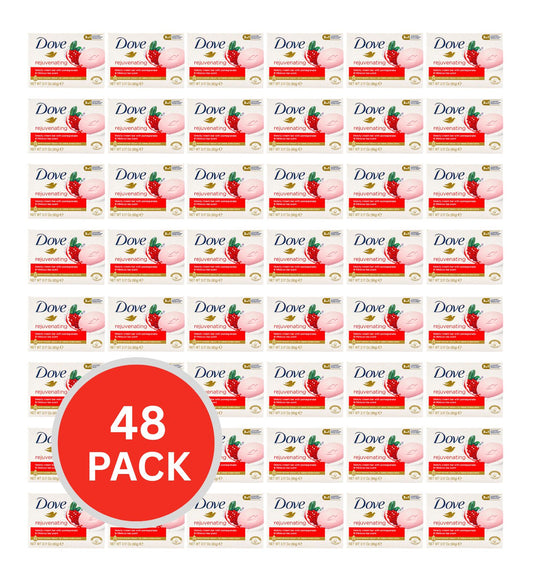Dove Beauty Cream Bar Rejuvenating Pomegranate And Hibiscus Tea Scent 3 In 1 Cleanses Moisturises Nourishing 90g (48 Pack)