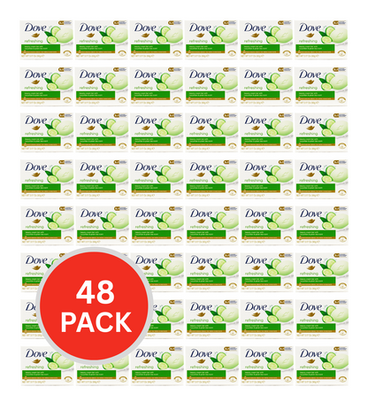 Dove Soap Bar Refreshing Beauty Cream Bar With Cucumber And Green Tea Scent 90g (48 Pack)