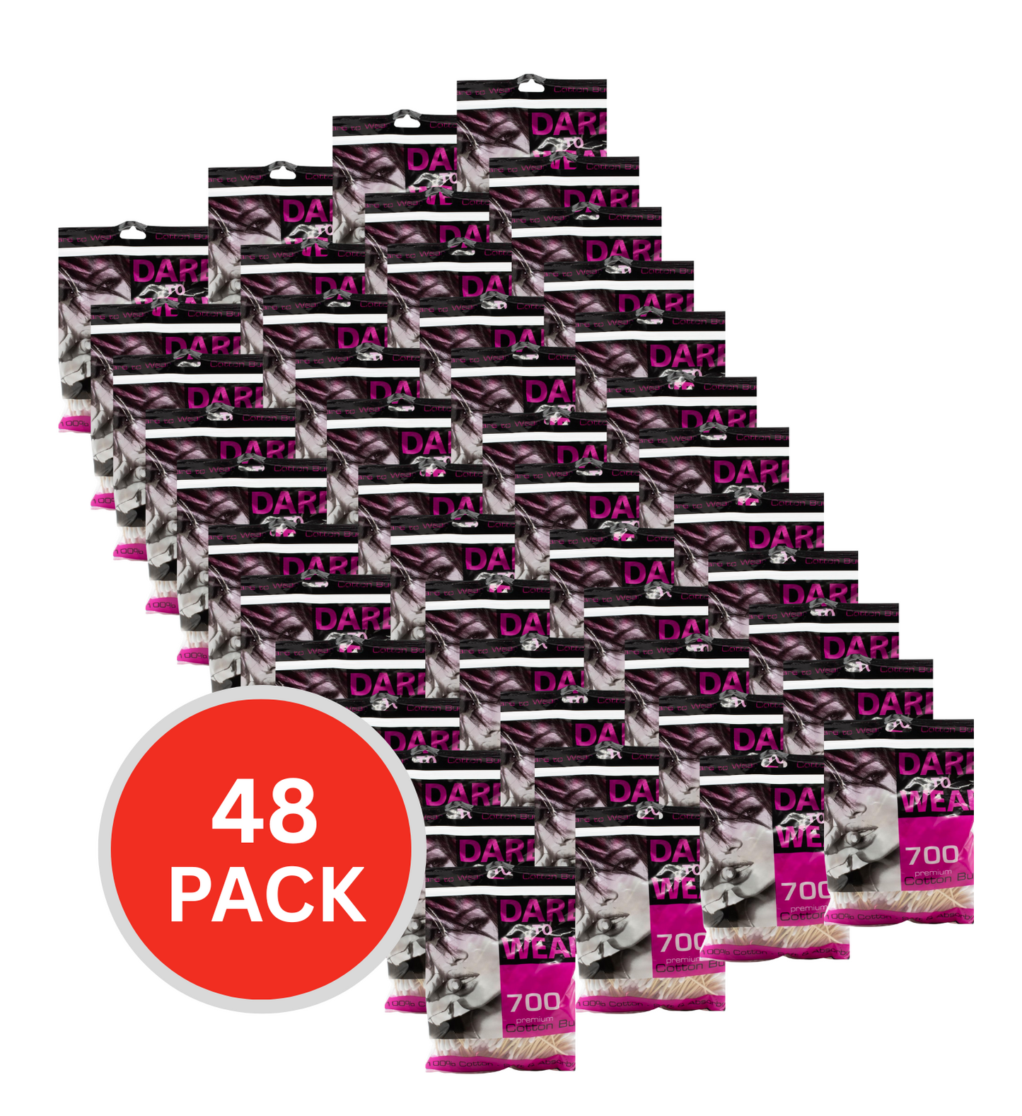 Dare To Wear Pk700 Cotton Buds Premium 100% Cotton Tips With Wooden Stem (48x Pack)