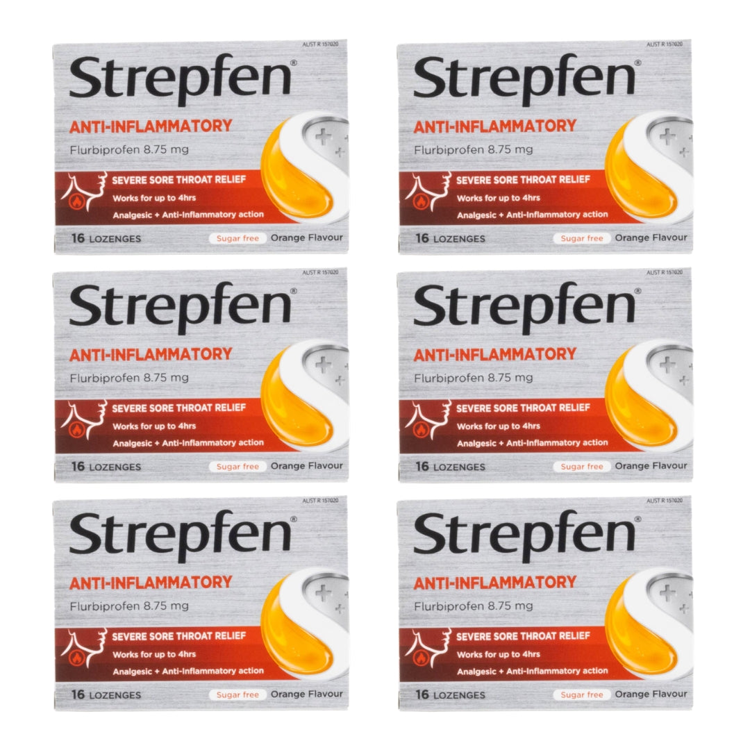 Strepfen Sore Throat Lozenges Orange Sugar Free PK16 (6 Pack)
