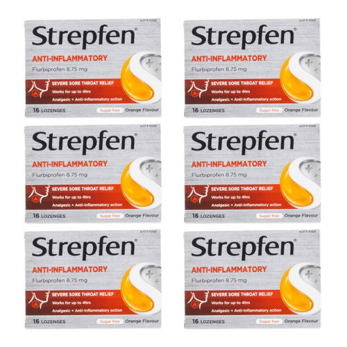 Strepfen Sore Throat Lozenges Orange Sugar Free PK16 (6 Pack)
