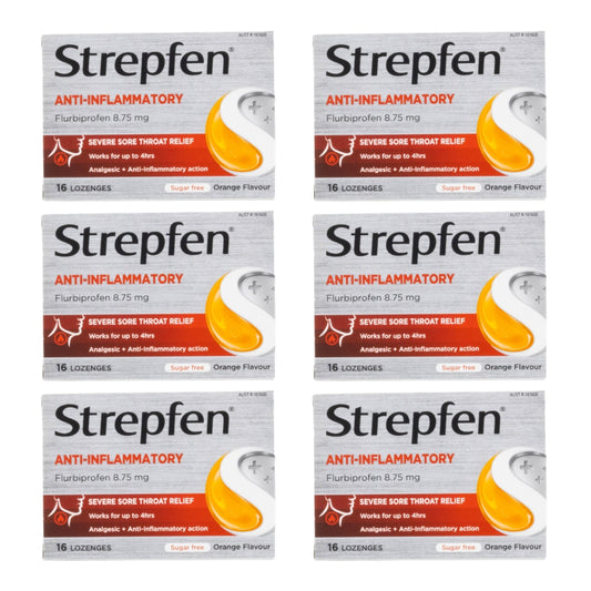 Strepfen Sore Throat Lozenges Orange Sugar Free PK16 (6 Pack)